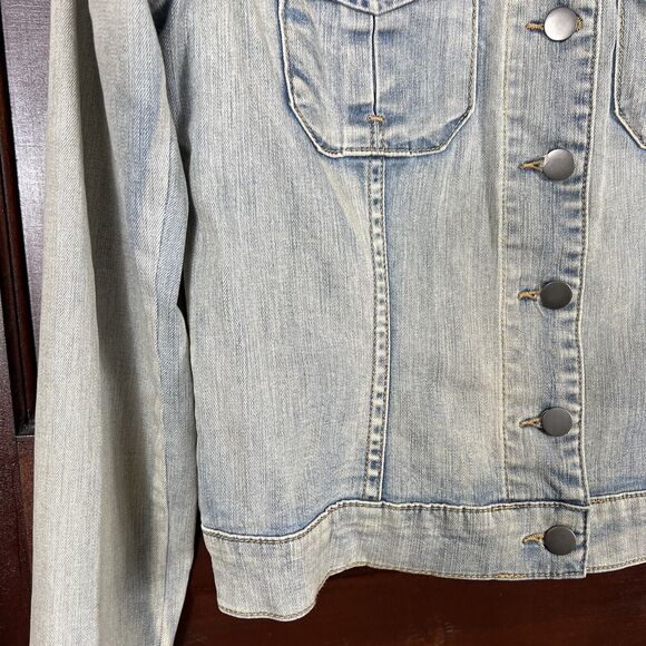 Kut from the Kloth Denim Jacket Women's Medium Blue Light Wash Stretch Trucker - Picture 2 of 16